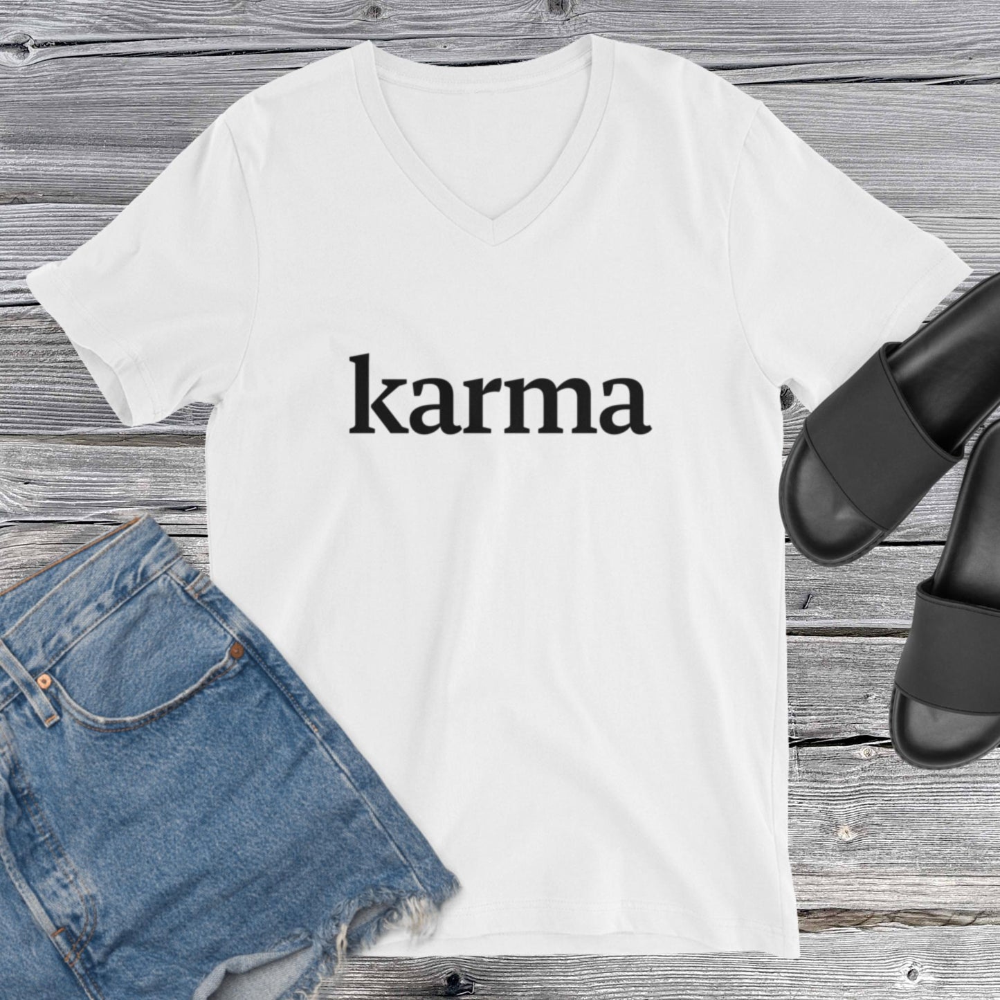 Karma Collection Unisex Short Sleeve V-Neck T-Shirt